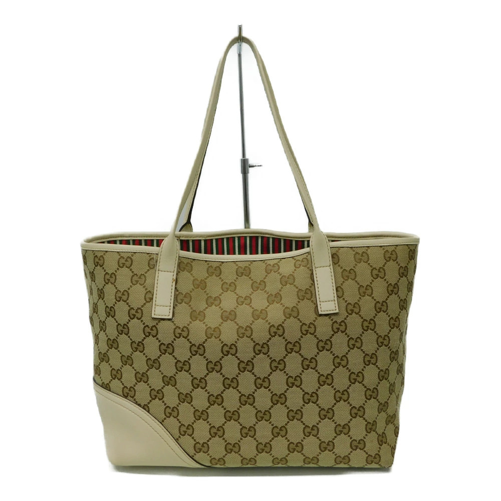 Gucci Beige Bag G interlocking Canvas monogram Tote White Britt GG Tan White